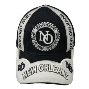 Sun Products New Orleans Baseball Cap Black White One Size Strapback Cotton Hat